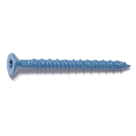 Torquemaster Masonry Screw, 3/16" Dia., Flat, 2 1/4 in L, Steel Blue Ruspert, 100 PK 51223